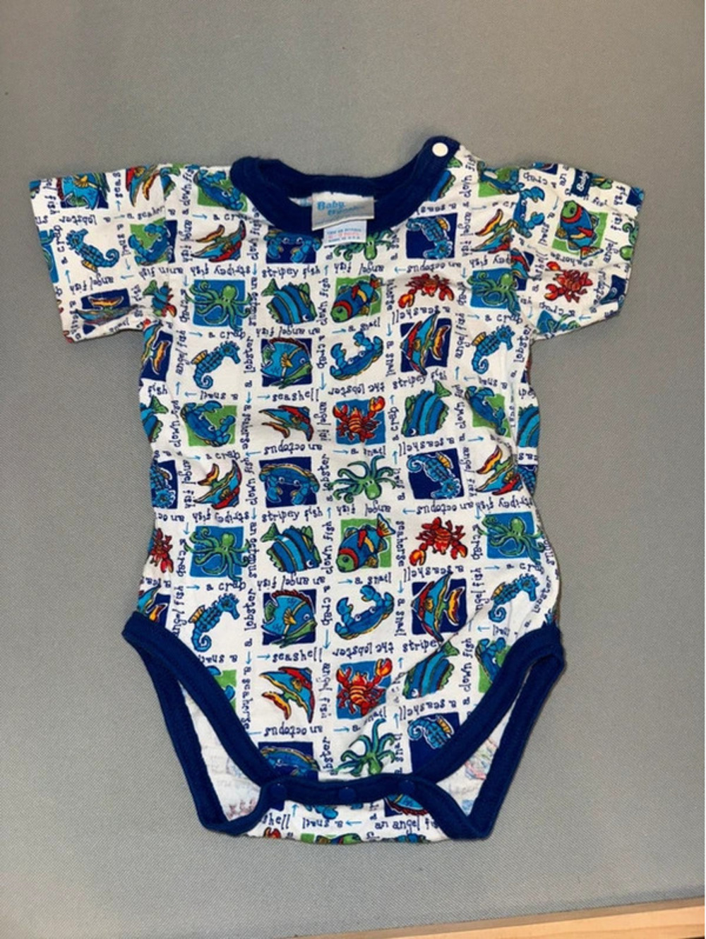 Vintage Baby B’Gosh Sea Life Bodysuit 9M Fish Octopus USA Made OshKosh